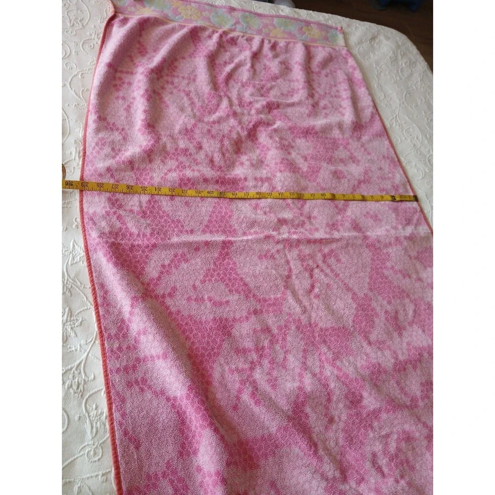VTG Terrisol Karsten Beach Towel India Pastel Colors Beach  Hibiscus Flower Pink